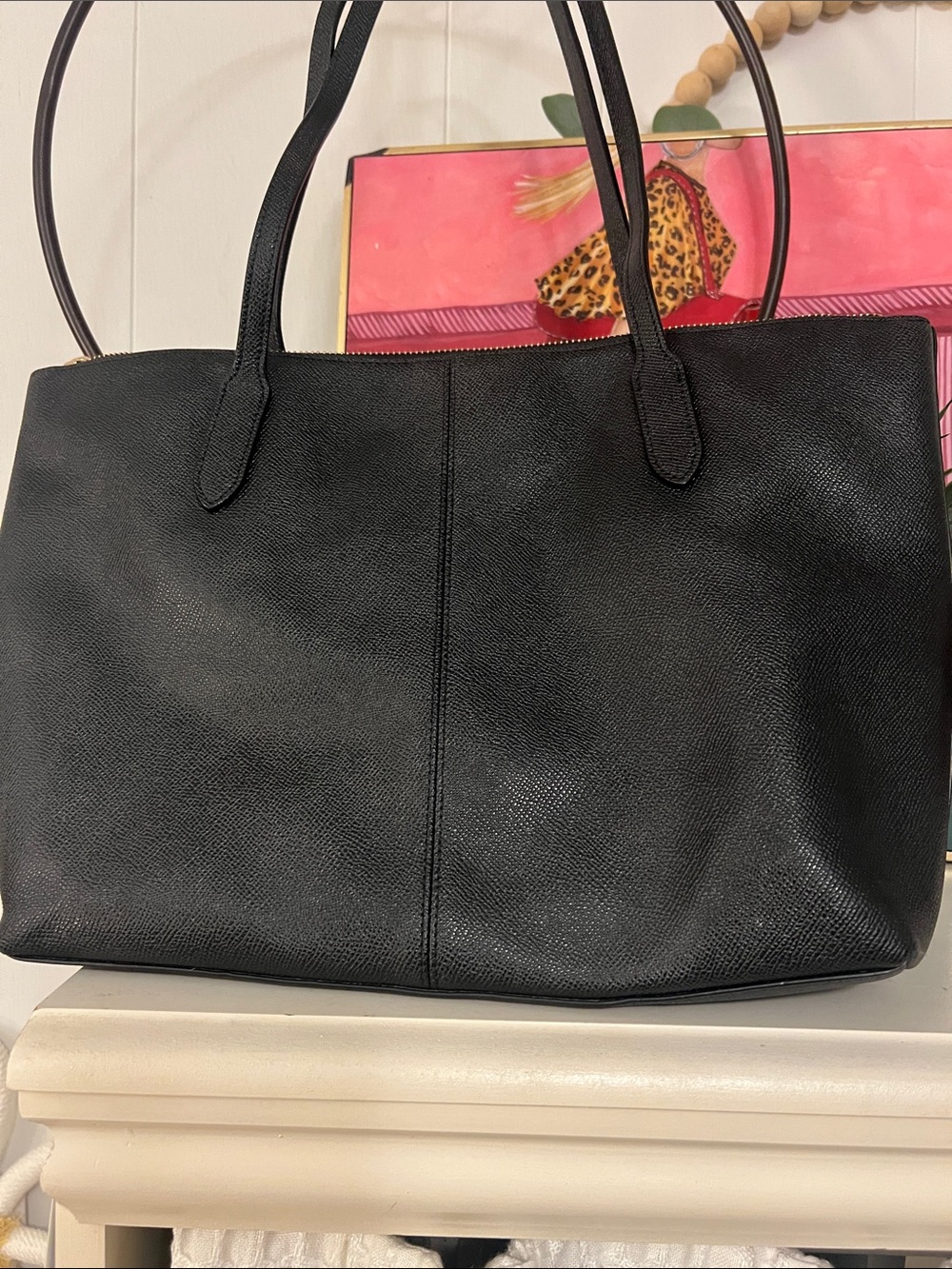 Coach Black Leather Zip-Top Tote with Gold Hardware style 4454 - Picture 6 of 11